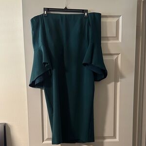 Elegant Dark Green Off-Shoulder Dress